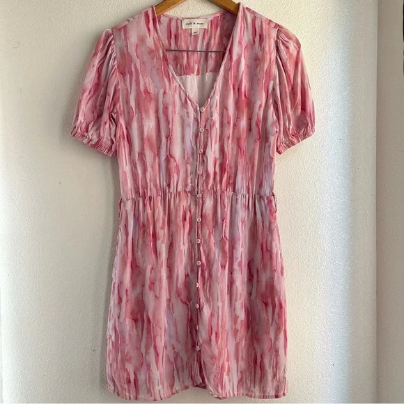 Anthropologie | Cloth and Stone Watercolor Pink Dress - Picture 5 of 10